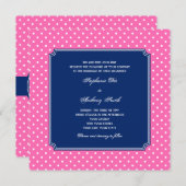 モノグラムホットピンク、白水玉模様(青王室の) 招待状 (正面/裏面)