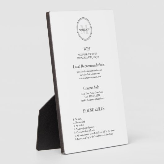 モノグラムホテルゲストWifiとルールホスピタリティ フォトプラーク (側面)