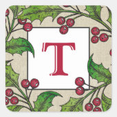 モノグラムホリデーステッカー |ホリーリース スクエアシール (正面)