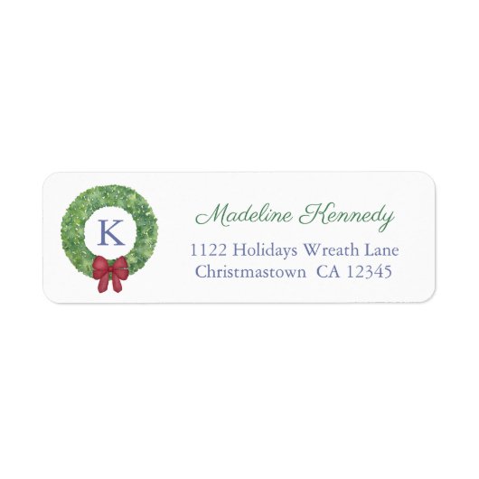 モノグラムホリデーズリースレッドグリーン差出人住所 ラベル (正面)