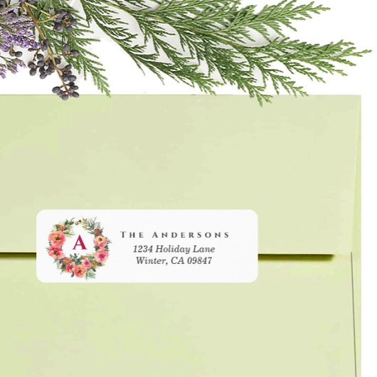 モノグラムホリデーピンクジョイリースボタニカルラベル ラベル