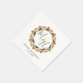 モノグラムホリーとゴールデンパインリース結婚ズ スタンダードカクテルナプキン (角)