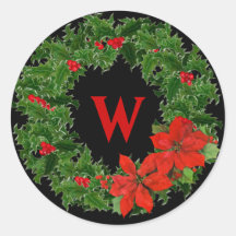 モノグラムホリーリースクリスマスオンブラック