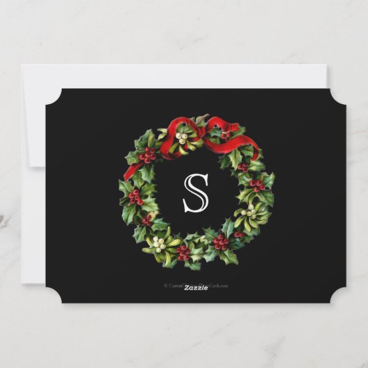 モノグラムホリーリースクリスマスフォト シーズンカード (裏面)