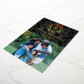 モノグラムホリーリースクリスマスフォト 箔シーズンカード (回転した状態)