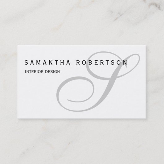 モノグラムホワイトインテリアデザイナー名刺 名刺 (正面)