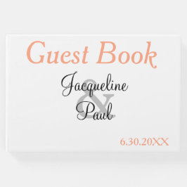 モノグラムホワイトカンタロープブルー結婚ズ ゲストブック