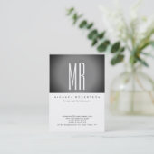 モノグラムホワイトグレーストライプラージビジネスカード 名刺 (スタンド正面)