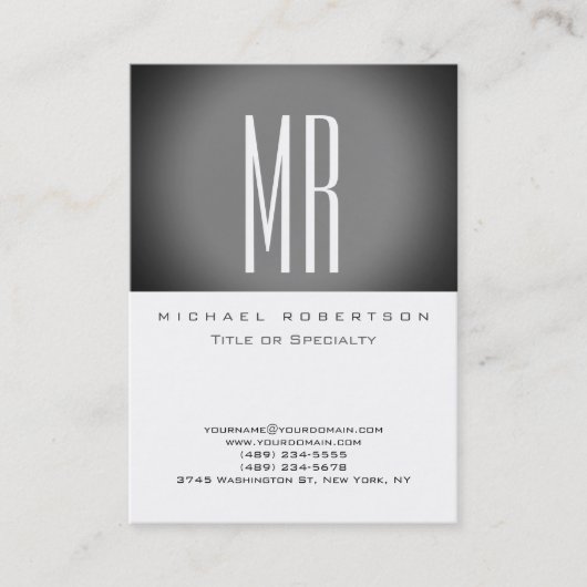 モノグラムホワイトグレーストライプラージビジネスカード 名刺 (正面)