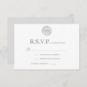 モノグラムホワイトグレーモダンミニマリスト結婚式RSVP 招待状 (正面/裏面)