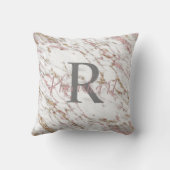 モノグラムホワイトグレー金ゴールドピンクマーブルトレンディー クッション (裏面)