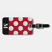 モノグラムホワイトゴルフボール、ダークレッド ラゲッジタグ (正面横)