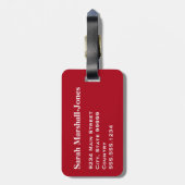 モノグラムホワイトゴルフボール、ダークレッド ラゲッジタグ (裏面縦)