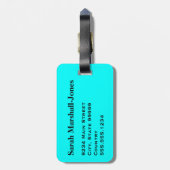 モノグラムホワイトサッカーサッカーボール、アクアブルー ラゲッジタグ (裏面縦)