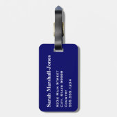 モノグラムホワイトサッカーサッカーボール、ネイビーブルー ラゲッジタグ (裏面縦)