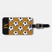 モノグラムホワイトサッカーサッカーボール、マット金ゴールド ラゲッジタグ (正面横)