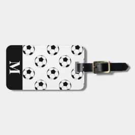 モノグラムホワイトサッカーサッカーボール、白 ラゲッジタグ