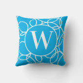モノグラムホワイトサークルスカイブルーモダン抽象芸術 クッション (裏面)