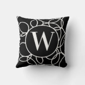 モノグラムホワイトサークルブラックモダン抽象芸術スロー クッション (裏面)