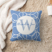 モノグラムホワイトサークルブルーモダン抽象芸術 クッション (ブランケット)