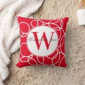 モノグラムホワイトサークルレッドモダン抽象芸術 クッション (ブランケット)