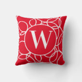 モノグラムホワイトサークルレッドモダン抽象芸術 クッション (裏面)