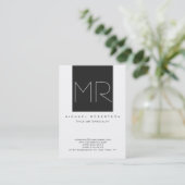 モノグラムホワイトダークグレーユニーク名刺 名刺 (スタンド正面)