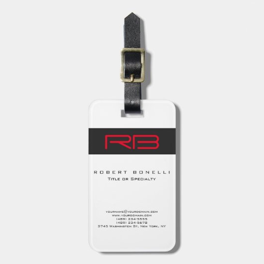 モノグラムホワイトダークグレーレッド ラゲッジタグ (正面縦)