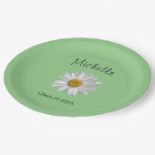 モノグラムホワイトデイジー卒業パーティー ペーパープレート (アングル)