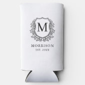 モノグラムホワイトブラッククレストボタニッ結婚クス スリム缶クーラー (正面)