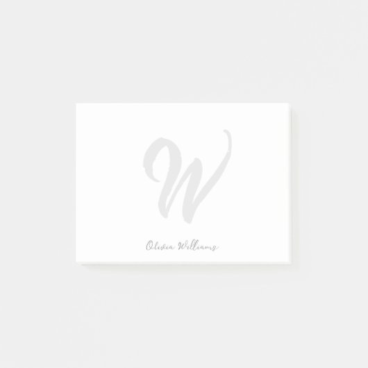 モノグラムホワイトブラックモダンミニマルエレガントリスト ポストイット (正面)