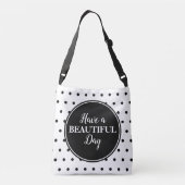 モノグラムホワイトブラック水玉模様引用文 クロスボディバッグ (裏面)