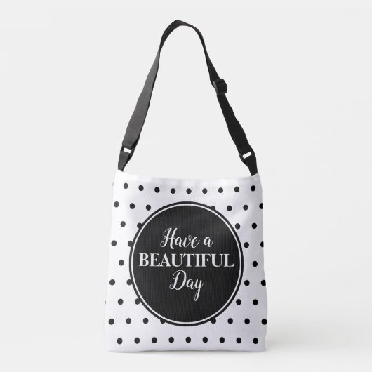 モノグラムホワイトブラック水玉模様引用文 クロスボディバッグ (裏面)