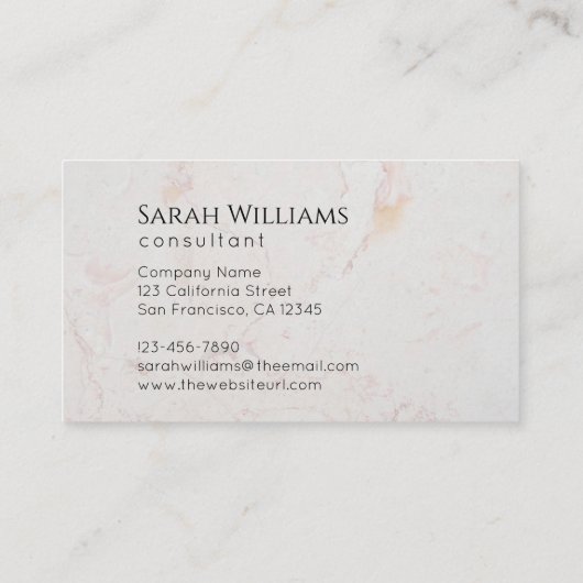 モノグラムホワイトマーブルシンプルモダンブラックイニシャル 名刺 (裏面)