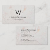 モノグラムホワイトマーブルシンプルモダンブラックイニシャル 名刺 (正面/裏面)