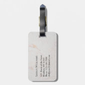 モノグラムホワイトマーブルネームモダンブラックイニシャル ラゲッジタグ (裏面縦)