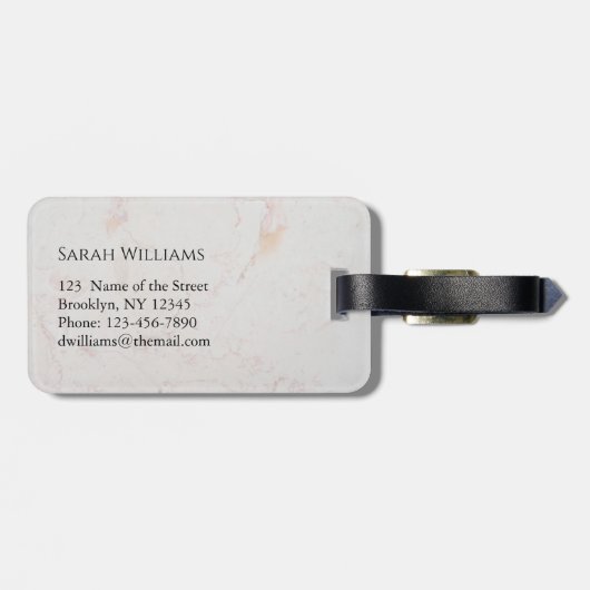 モノグラムホワイトマーブルネームモダンブラックイニシャル ラゲッジタグ (裏面横)