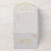 モノグラムホワイトマーブルフェイク金ゴールドエレガントな結婚式A オールインワン招待状 (外側)