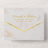 モノグラムホワイトマーブルフェイク金ゴールドエレガントな結婚式A オールインワン招待状 (裏面)