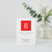 モノグラムホワイトレッドストライプラージビジネスカード 名刺 (スタンド正面)