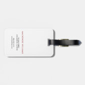 モノグラムホワイトレッドモダンミニマルイニシャル名 ラゲッジタグ (裏面横)