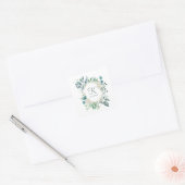 モノグラムホワイトローゼグリーンユーカリ結婚プス スクエアシール (封筒)