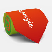 モノグラムホワイト文字オン赤い黄色の緑の熱帯 ネクタイ (ロール)