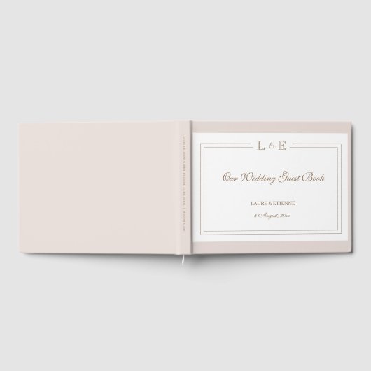 モノグラムホワイト赤面ピンク金ゴールドエレガントな結婚式 ゲストブック (全面)