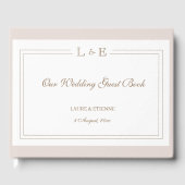 モノグラムホワイト赤面ピンク金ゴールドエレガントな結婚式 ゲストブック (正面)