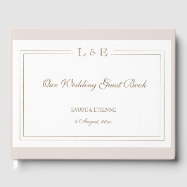 モノグラムホワイト赤面ピンク金ゴールドエレガントな結婚式 ゲストブック