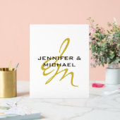 モノグラムホワイト金ゴールドカラープレインミニマルモダンリスト アクリルサイン (ウェディング)