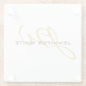 モノグラムホワイト金ゴールドカラープレインミニマルモダンリスト ガラスコースター (裏面)