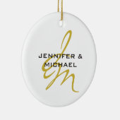 モノグラムホワイト金ゴールドカラープレインミニマルモダンリスト セラミックオーナメント (右)