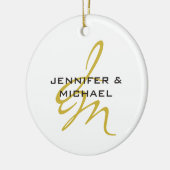 モノグラムホワイト金ゴールドカラープレインミニマルモダンリスト セラミックオーナメント (左)